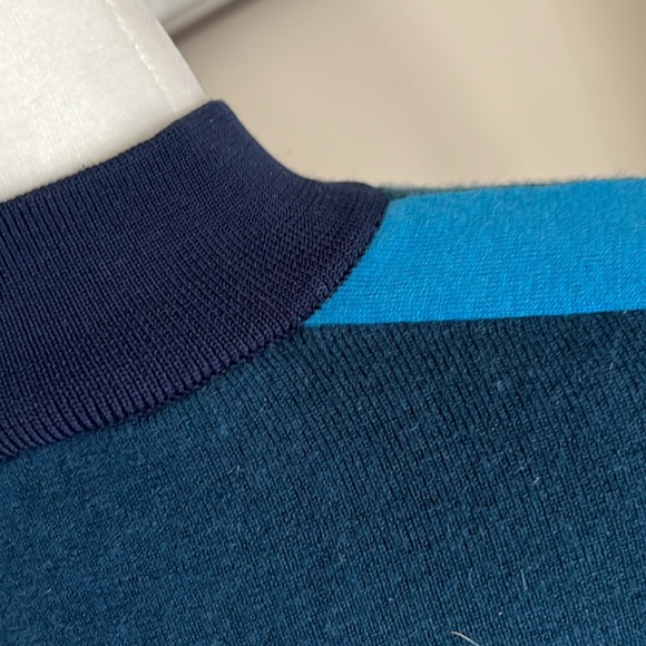 Tori Burch Color Block Short Sleeve Mock Neck 100% Cashmere Sweater - Picture 5 of 16